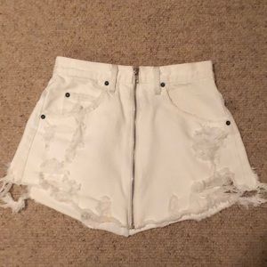 LF White Denim Zip Up Skirt
